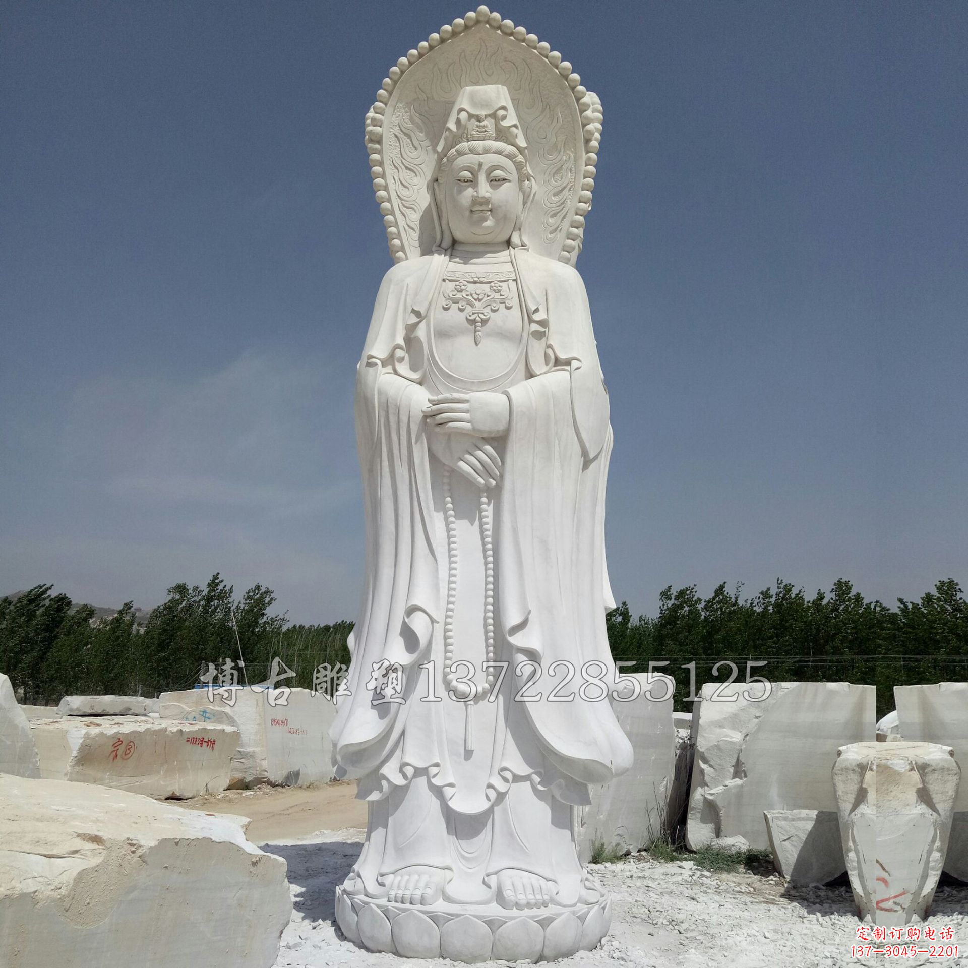 济南观赏性质的三面观音石雕塑