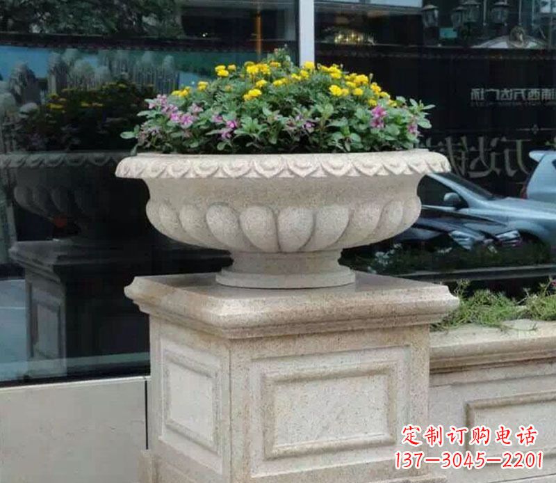 济南精美大理石花盆雕塑