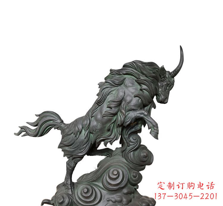 济南神牛踏波绸缎精美铜雕