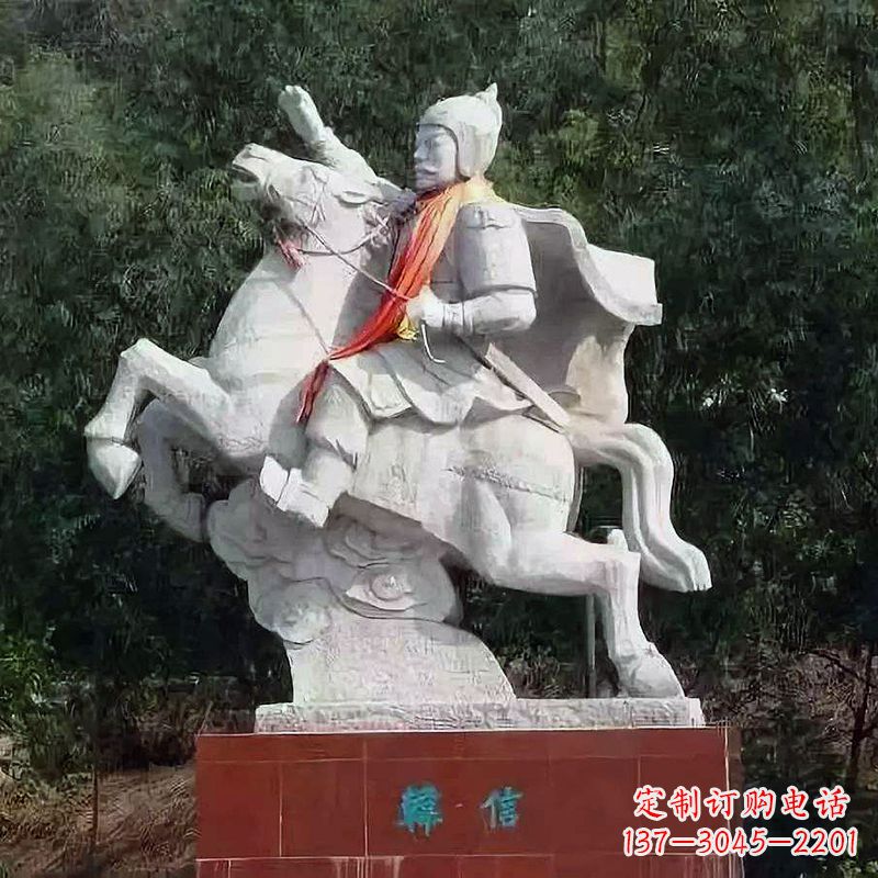 济南神帅韩信骑马石雕塑像,领雕塑定制出精美传奇