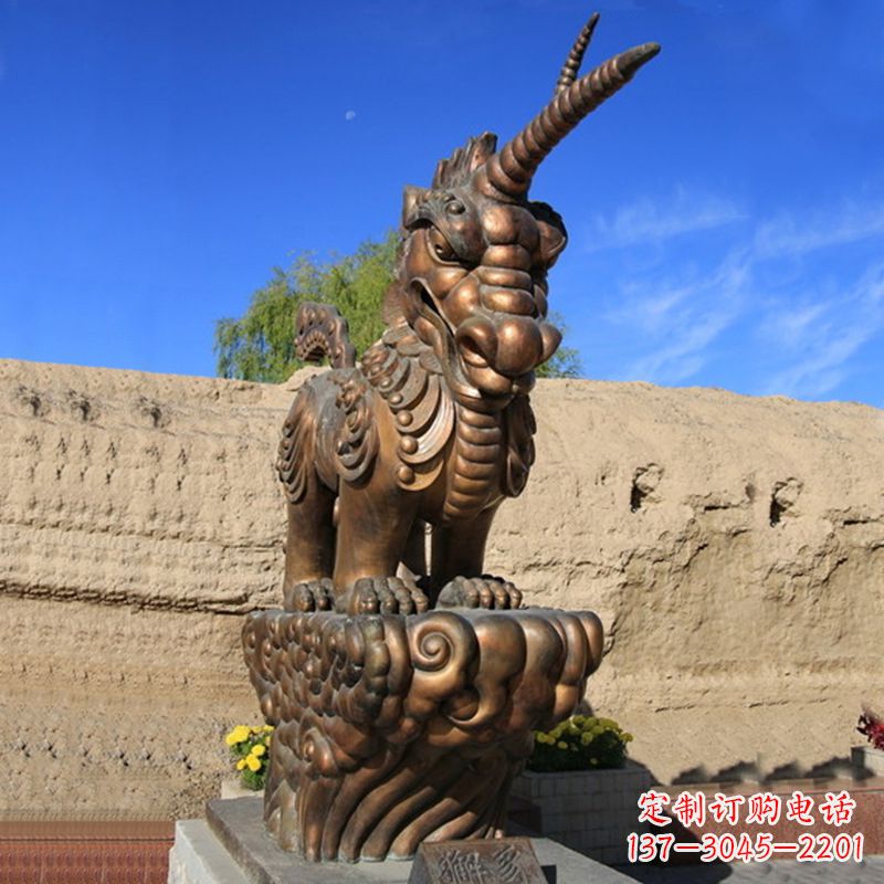 济南神兽獬豸古铜雕塑摆件