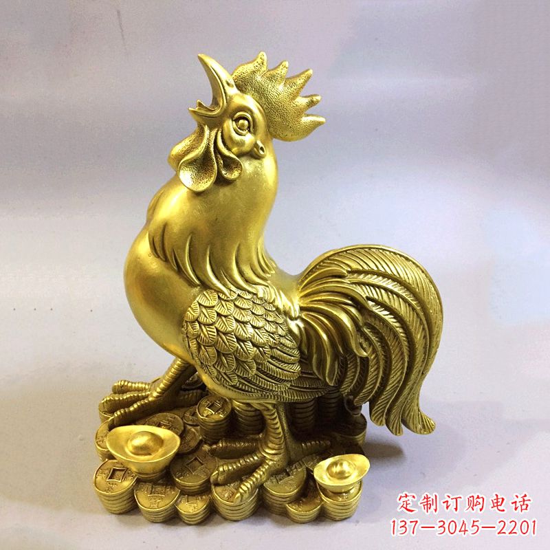 济南风雅纯铜抓钱鸡雕塑