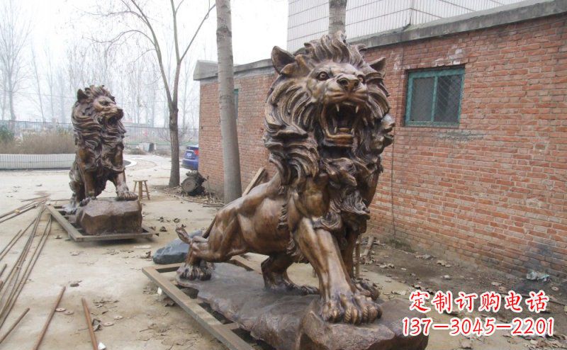 济南狮子企业动物铜雕
