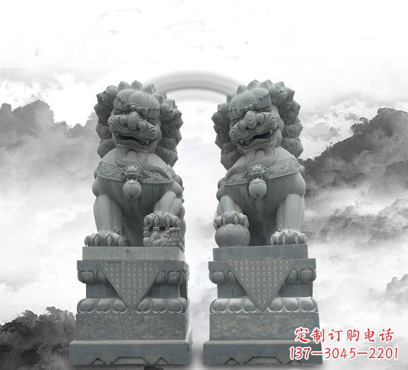 济南石雕大理石狮子雕塑——定制精品雕塑