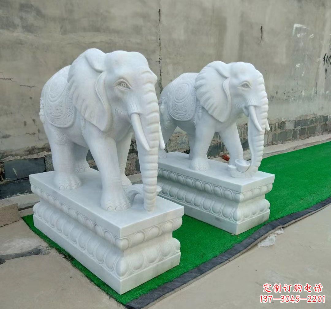 济南中领雕塑:精美大象汉白玉雕塑