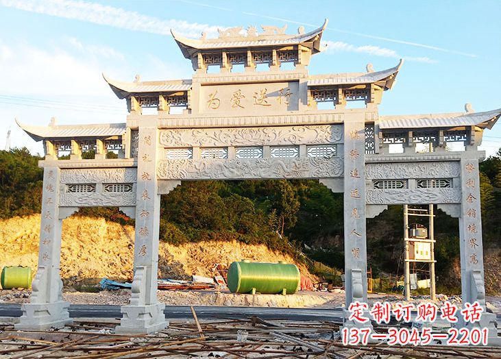 济南专业定制石雕道路牌坊雕塑