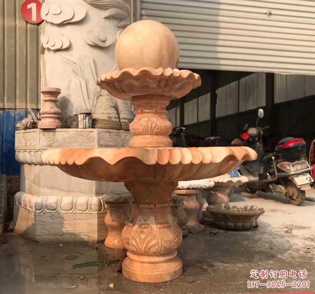 济南象征祥和的石雕风水球雕塑