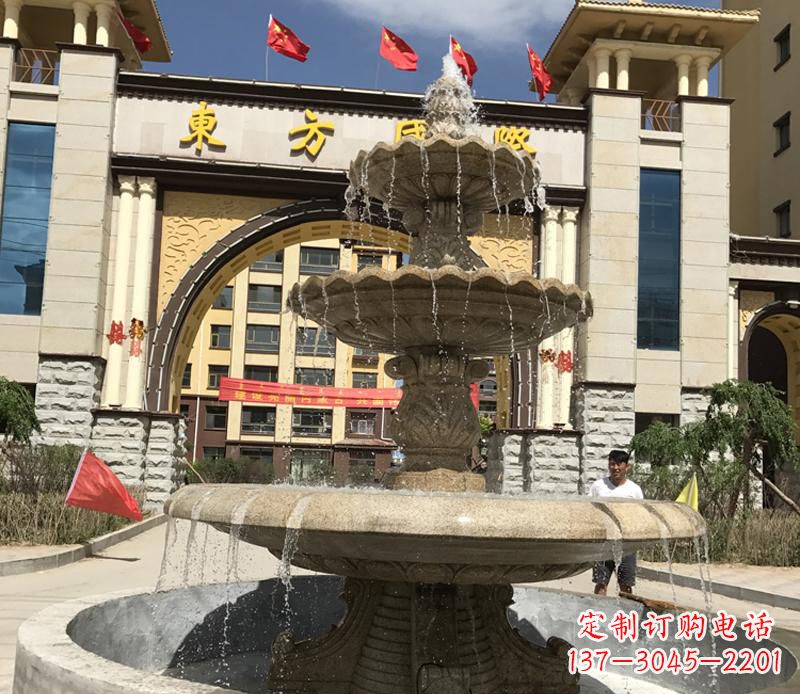 济南石雕小区大型喷泉雕塑