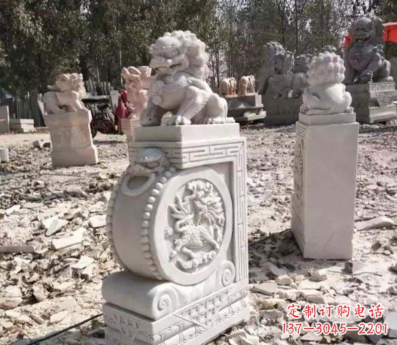济南石雕园林狮子抱鼓石 