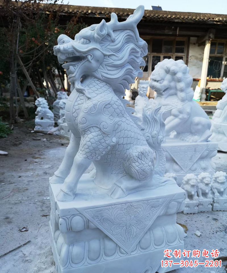 济南石雕镇宅麒麟动物雕塑