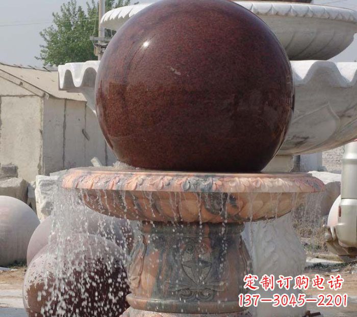 济南石来运转小型风水球喷泉石雕