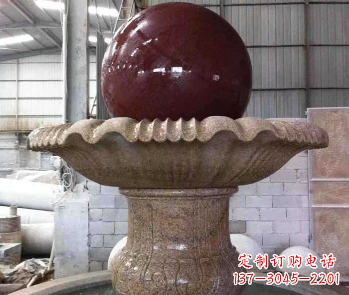济南石来运转小型风水球喷泉石雕 (2)