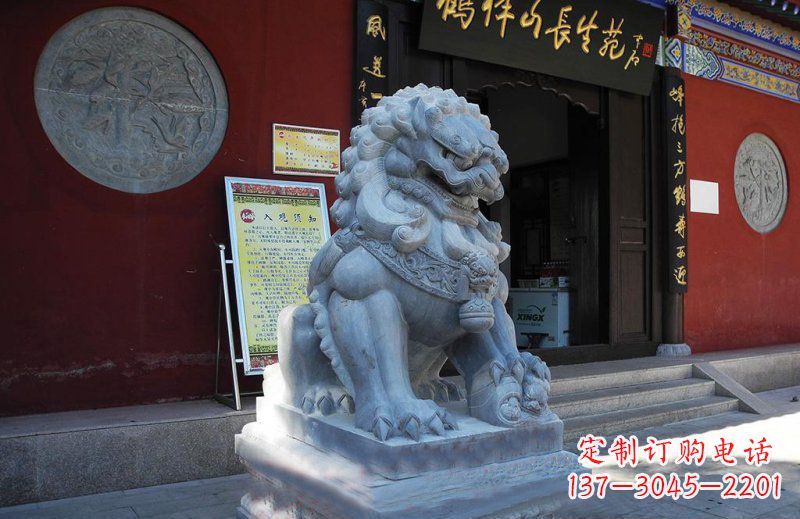 济南石狮子寺庙门口石雕