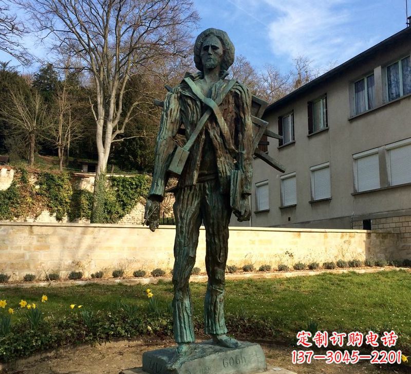 济南世界名人荷兰印象画派画家梵高青铜雕像