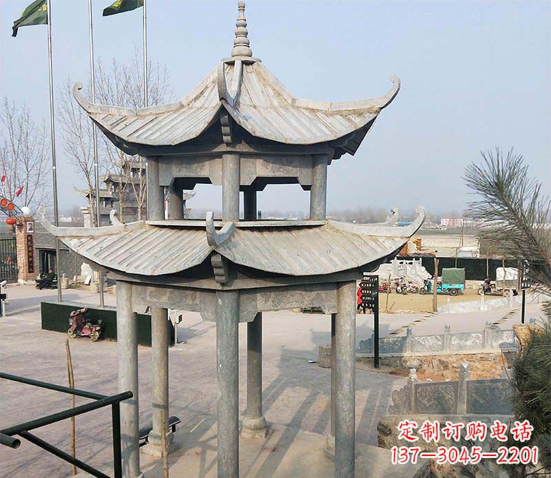 济南双层户外凉亭石雕