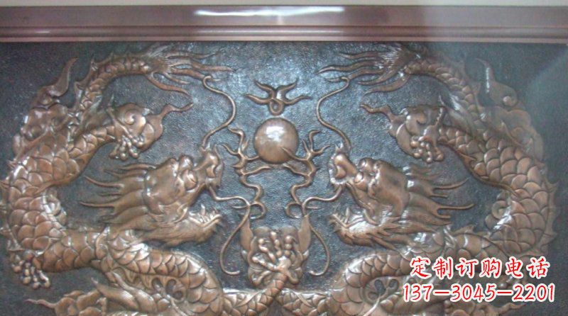 济南双龙戏珠锻铜浮雕