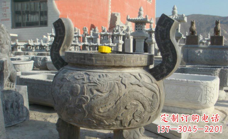 济南双龙戏珠浮雕香炉铜雕