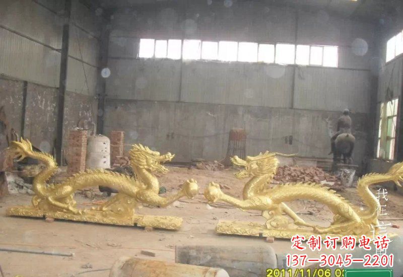 济南双龙戏珠铜雕