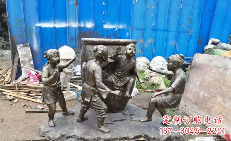 济南司马光砸缸铜雕 (2)