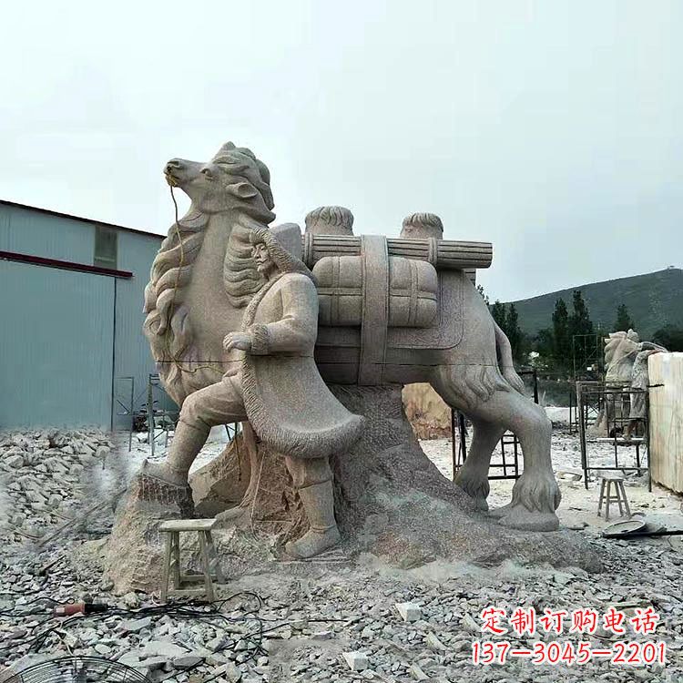 济南丝绸之路骆驼情景石雕