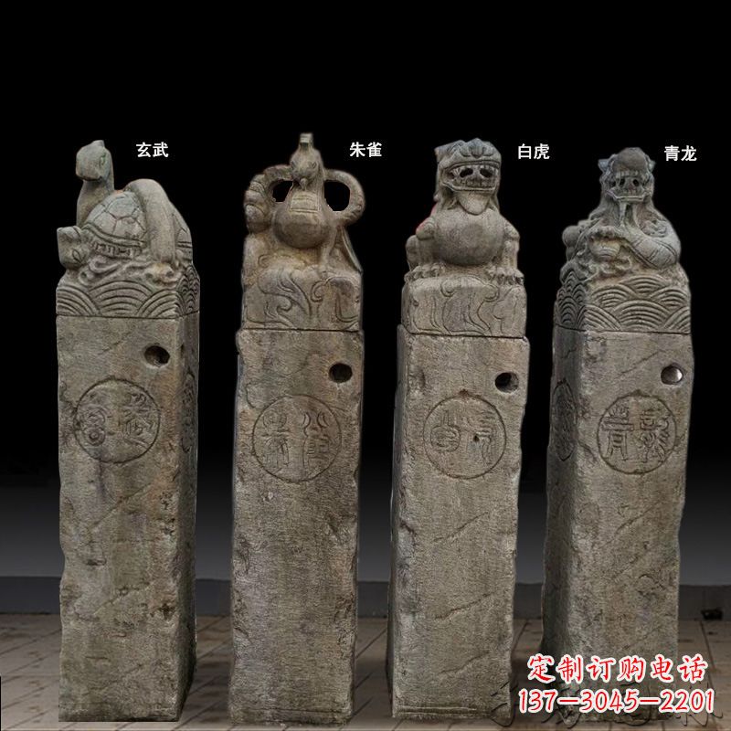 济南四神兽拴马桩石雕