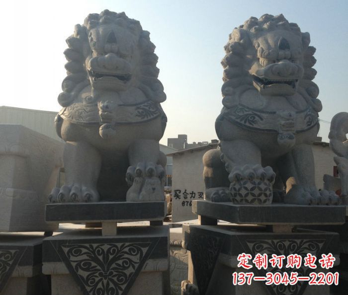 济南寺庙景观仿古石狮子 (2)