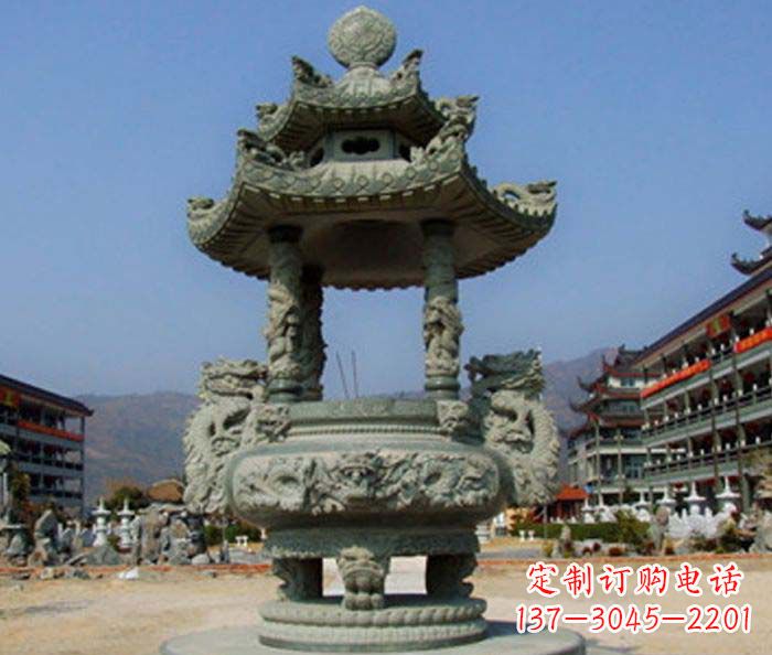 济南寺庙景观仿古石香炉