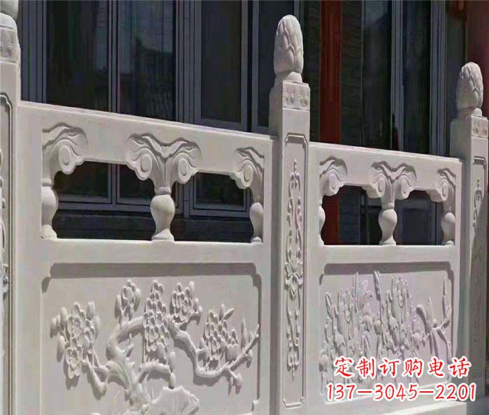 济南寺庙景观汉白玉石浮雕栏板 (2)