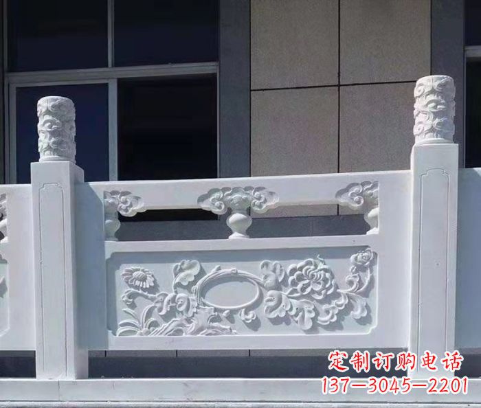 济南寺庙景观汉白玉石浮雕栏板 (4)