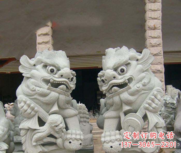 济南寺庙景观南方狮子石雕 (2)