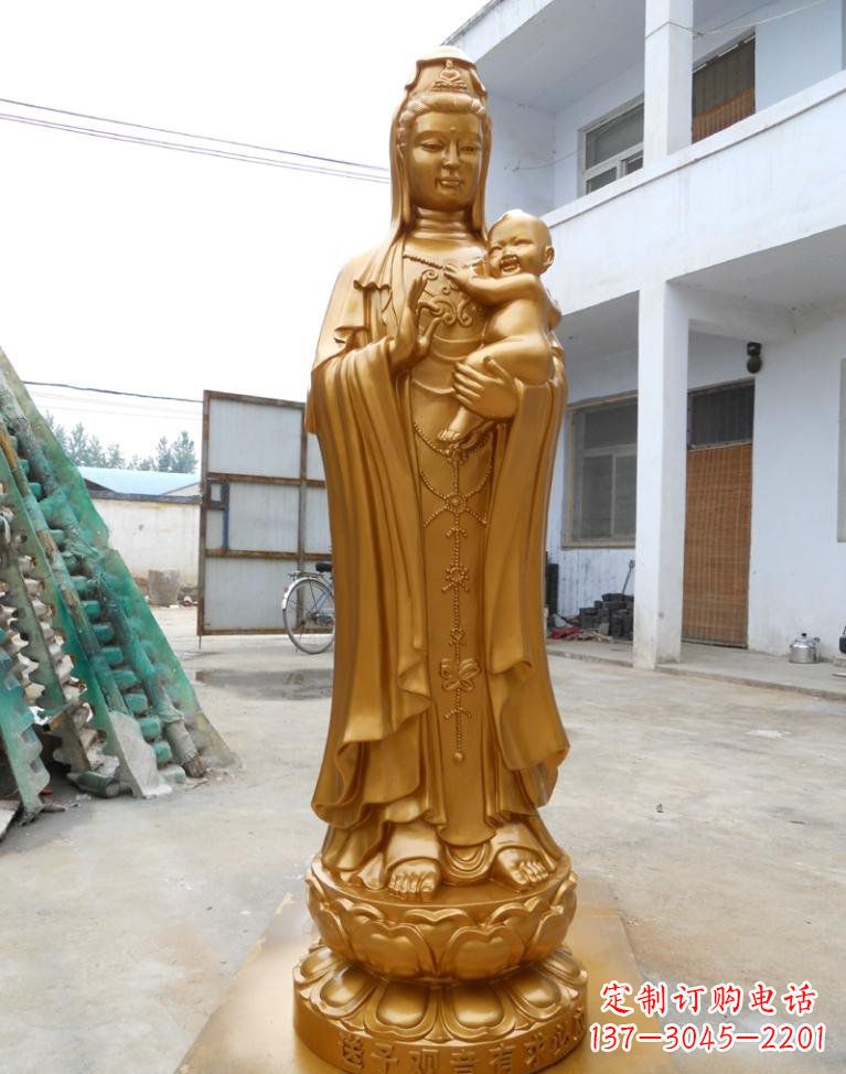 济南寺庙立式送子观音铜雕