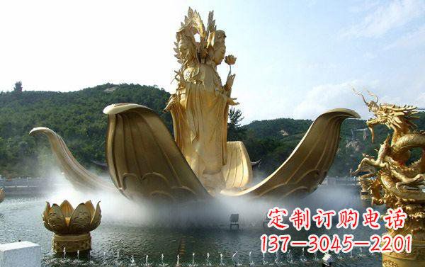 济南寺庙三面观音雕像