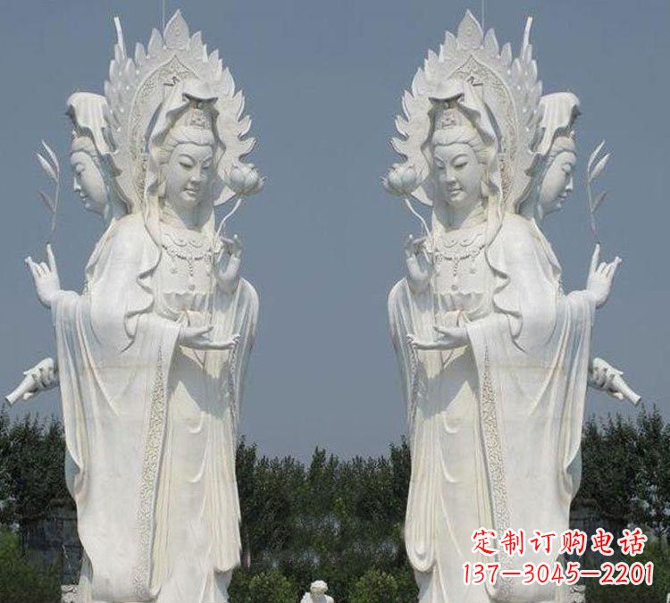 济南寺庙三面观音菩萨雕塑