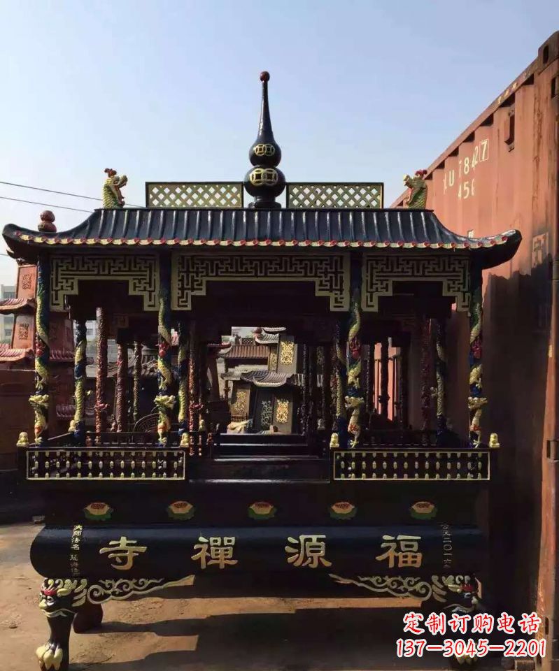 济南寺庙香炉铜雕 (2)