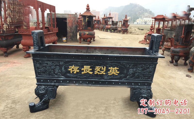 济南寺庙香炉铜雕 (4)