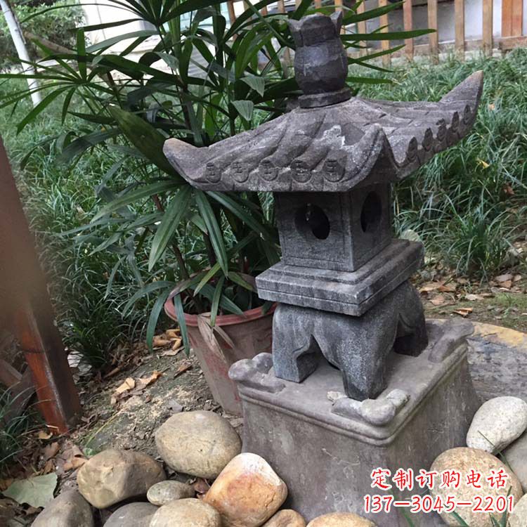 济南寺庙园林青石做旧仿古石灯