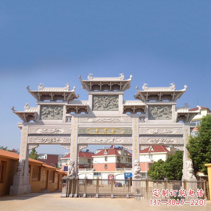 济南寺院大门石雕牌楼