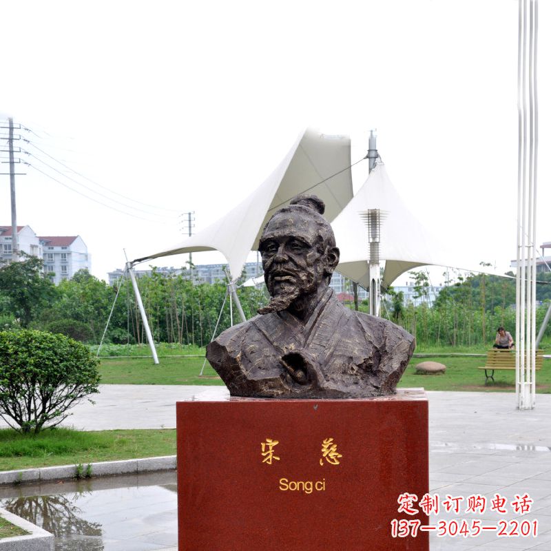 济南宋慈铸铜头像雕塑-古代十大名医园林广场人物雕塑