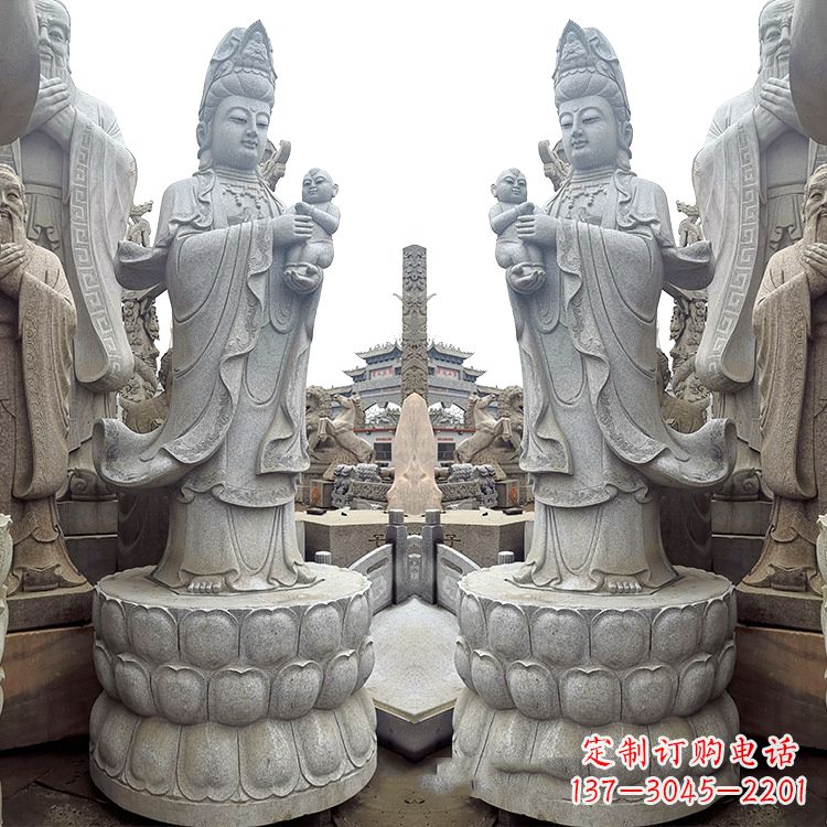 济南送子观音青石雕塑