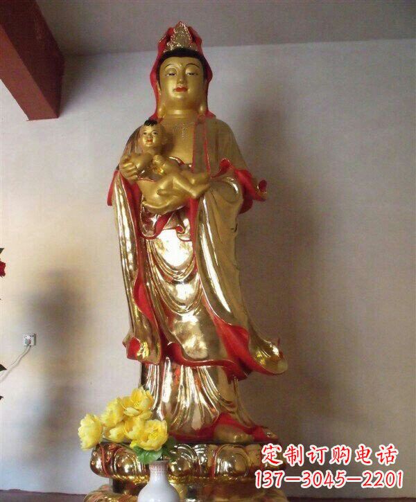 济南送子观音铜雕 (2)