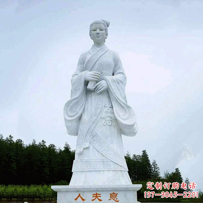 济南桃花夫人息妫汉白玉雕塑-景区园林历史名人古代著名美女雕像