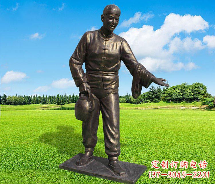 济南提茶壶的店小二铜雕