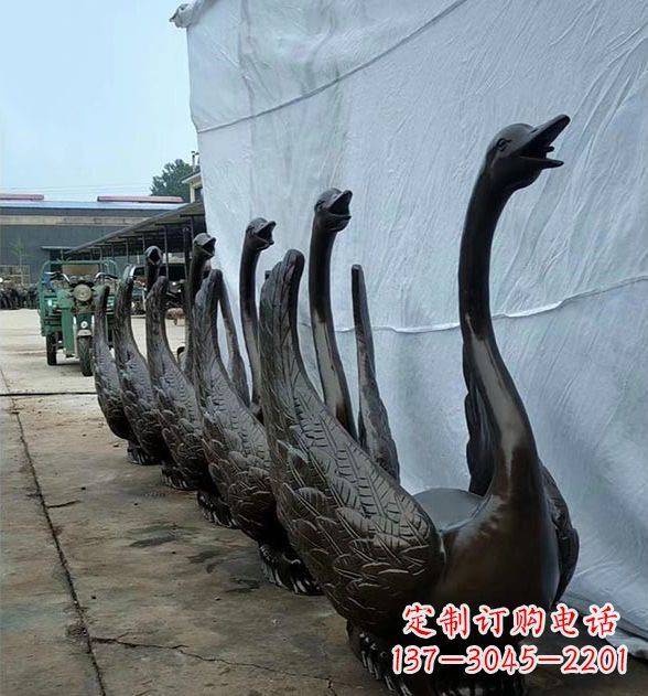 济南天鹅喷泉铜雕,园林喷泉水景流水组件