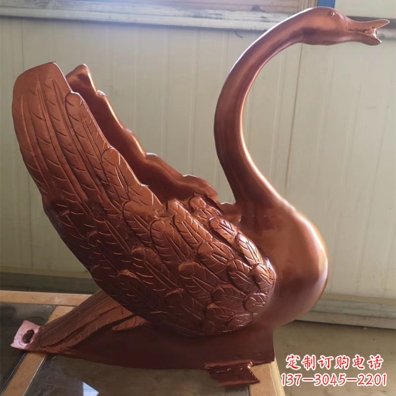 济南天鹅铜雕塑，喷泉吐水天鹅装饰摆件