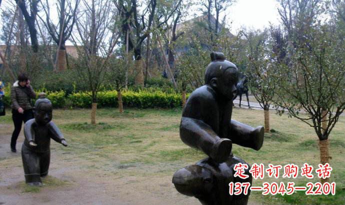 济南跳山羊公园人物铜雕