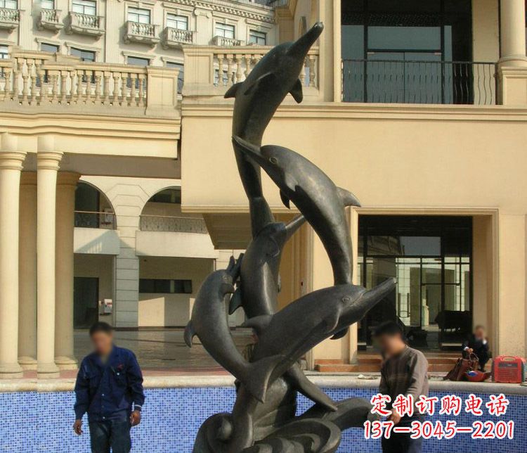 济南跳跃海豚景观铜雕