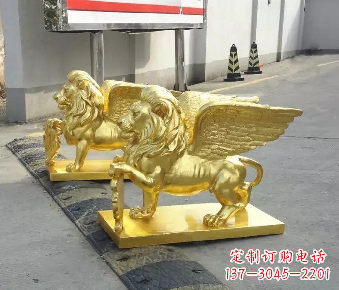 济南贴金圣马可飞狮铜雕