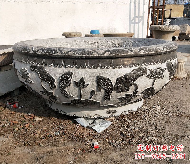 济南庭院水缸景观石雕