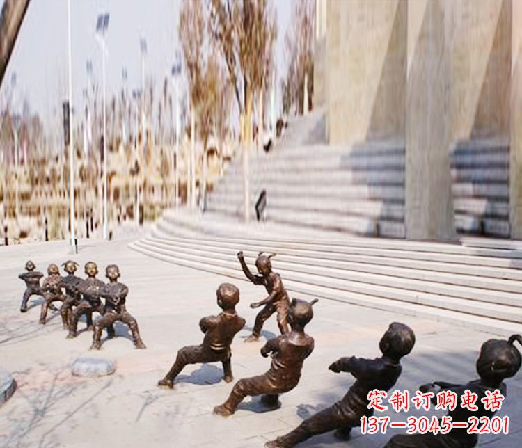 济南铜雕拔河儿童游戏雕塑