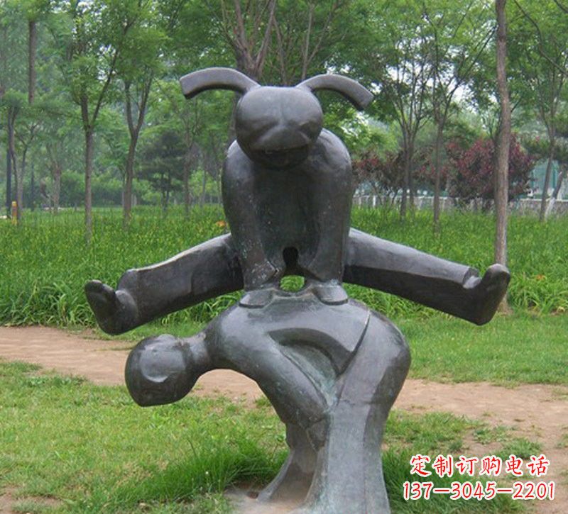 济南铜雕抽象跳山羊儿童